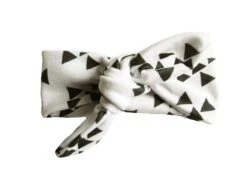 Baby Wisp Top Knot Headband White With Black Geometric Shapes 3m+