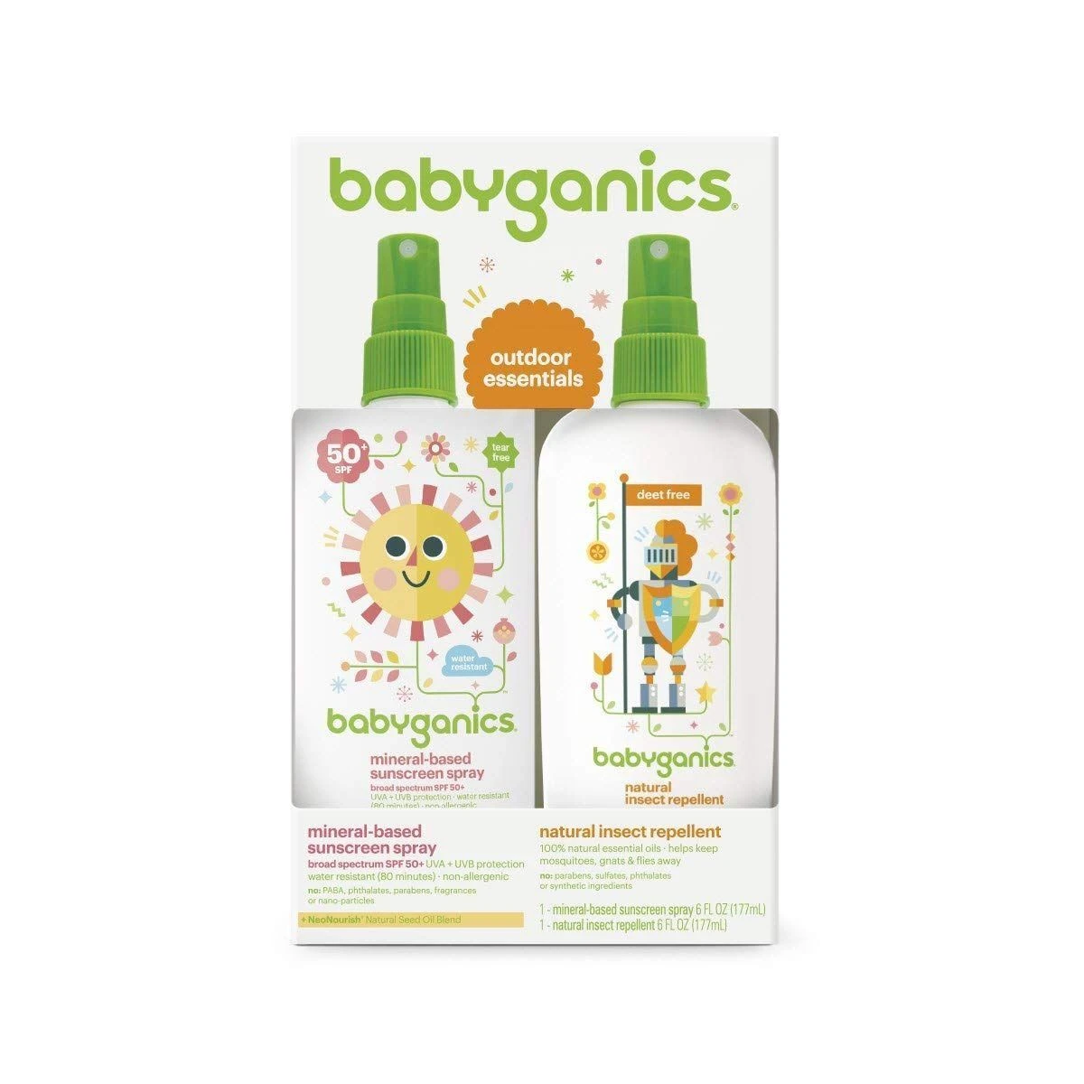 Babyganics Mineral-Based Sunscreen Spray + Natural Insect Repellent 177ml+177ml 1 Babyganics Mineral-Based Sunscreen Spray + Natural Insect Repellent 177ml+177ml