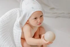 Nest Design 9 Layer Organic Cotton Hooded Towel (Baby) - Ox-Standing! 95x95cm -Selected Baby Products Stores 9 layer cotton hooded baby towel ox standing 4