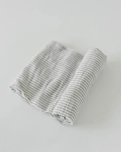 Little Unicorn Cotton Muslin Swaddle Single Grey Stripe