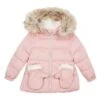 Catimini Pink Puffer Jacket With Faux Fur Hood Llama-Mazing