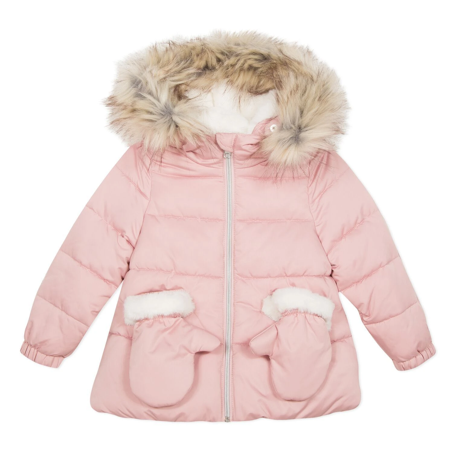 Catimini Pink Puffer Jacket With Faux Fur Hood Llama-Mazing 1 Catimini Pink Puffer Jacket With Faux Fur Hood Llama-Mazing