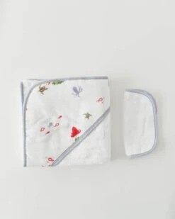 Little Unicorn Cotton Hooded Towel & Wash Cloth Mermaid